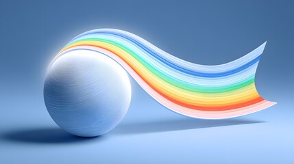 Light blue sphere with a rainbow ribbon.