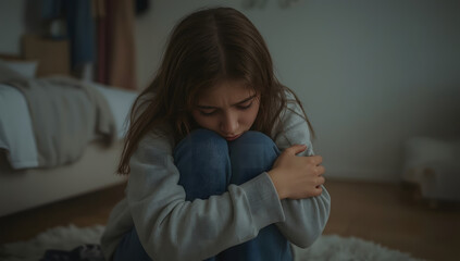 Fototapeta premium teen girl crying, sadness of young teen