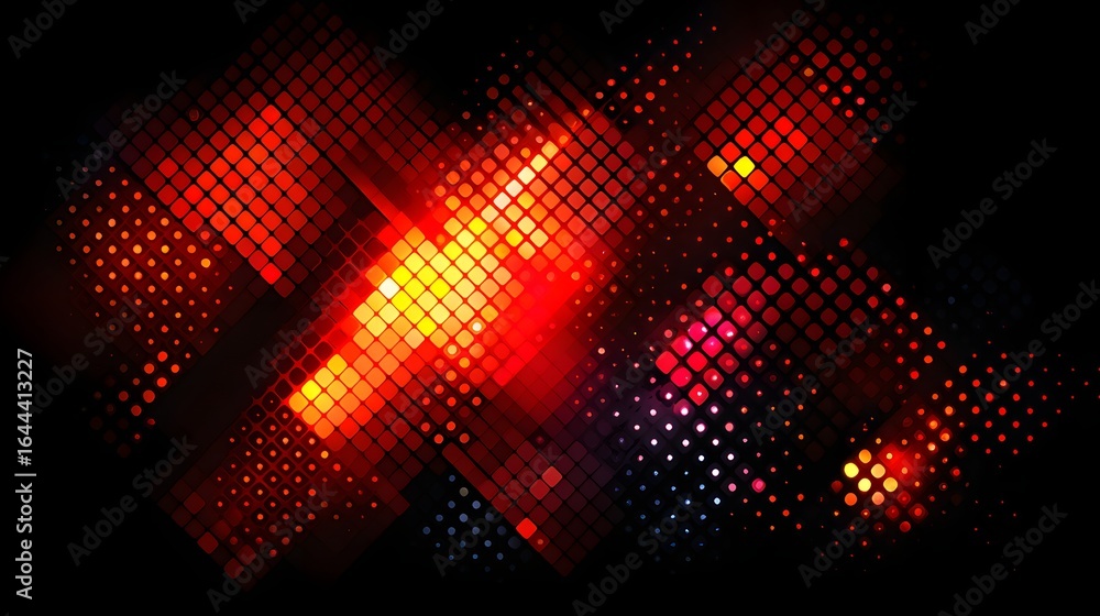 Poster dynamic abstract design with glowing squares.