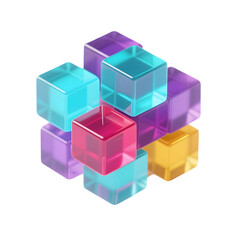 Obraz premium 3D Gradient Cubes – Colorful Block PNG for Design, Branding, and Infographics