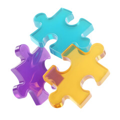 Fototapeta premium 3D Gradient Puzzle Pieces – Colorful Jigsaw PNG for Games, Branding, and Education