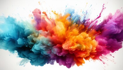 a colorful smoke explosion isolated on white background generative ai