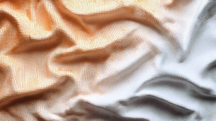 Textured fabric with a gradient of orange and white.
