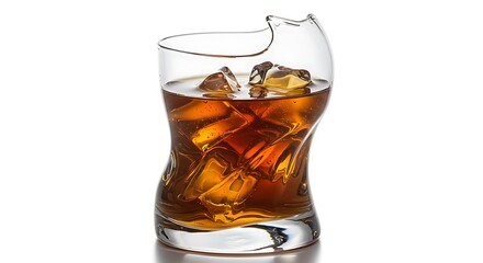 Distorted Glass of Whiskey on the Rocks
