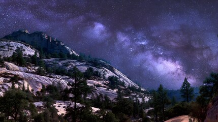 Majestic mountains beneath a night sky filled with stars and the milky way.