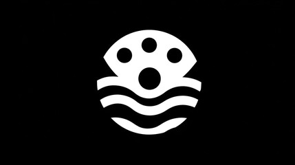 Fototapeta premium Abstract design, white on black. Circular, water-like motif