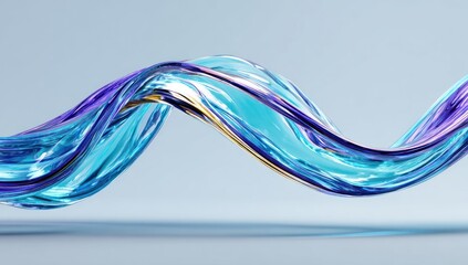 Abstract swirling liquid form in cool blues and purples