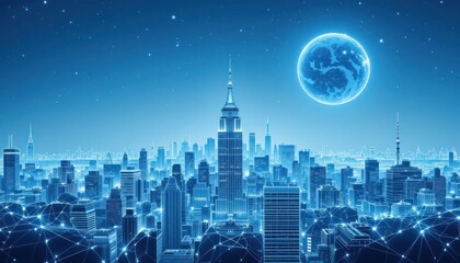 Obraz premium NYC Nightscape: A Futuristic Digital Metropolis