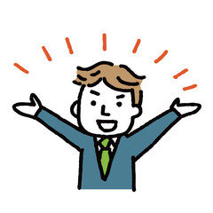 手を拡げる男の人