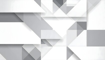 Obraz premium Abstract monochrome geometric background with overlapping triangles and rectangles, creating a modern and clean design for a business presentation.