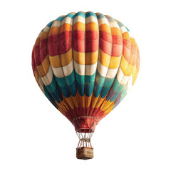 Obraz premium Colorful hot air balloon, ascending, clear sky, travel poster