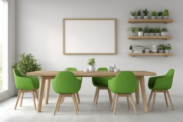 Modern minimalist dining room scene