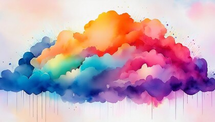 Fototapeta premium vibrant watercolor cloud with multicolor gradient