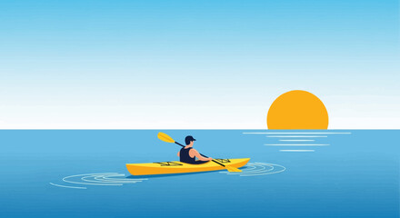 Kayaking Adventure at Sunset: Serene Waters and Peaceful Exploration