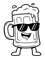 Cool Beer Cartoon Character with Sunglasses and a Smile