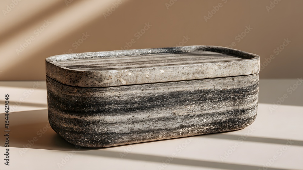 Poster rectangular stone storage box with subtle striations.