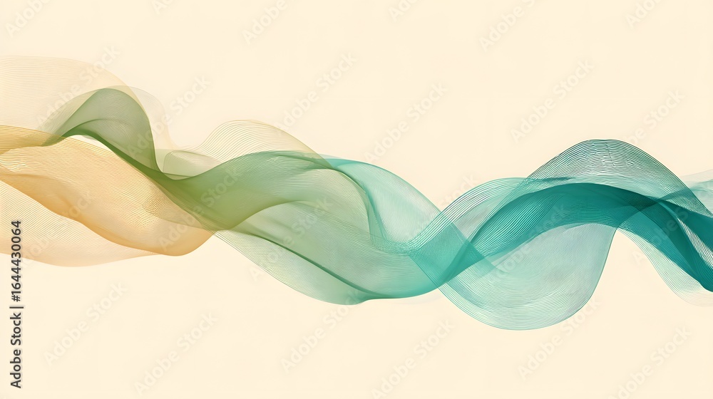 Poster abstract flowing lines of translucent color.