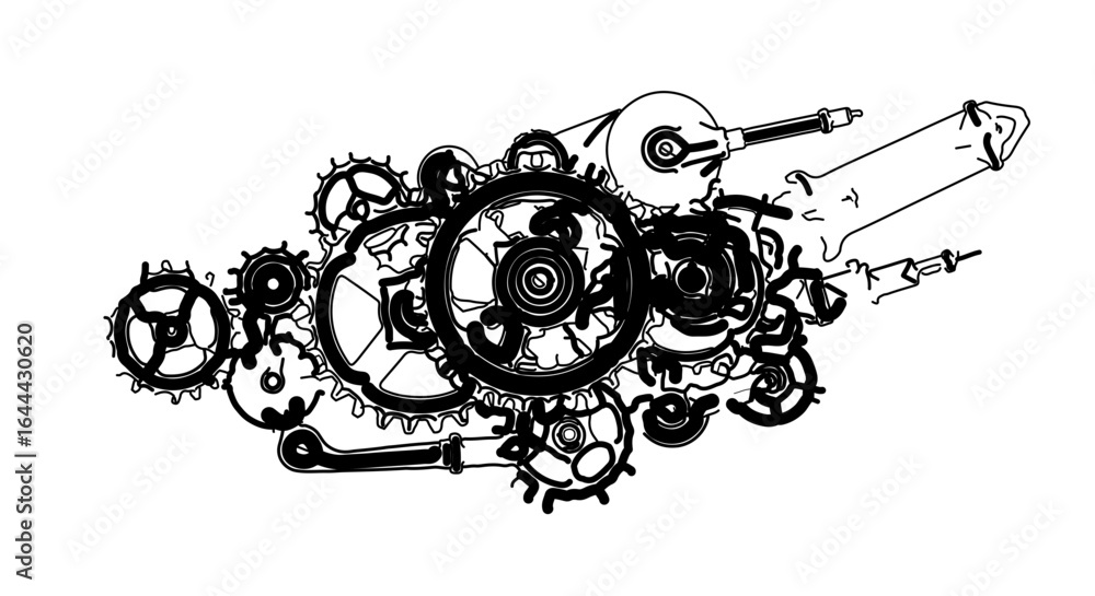 Aufkleber object steampunk mechanical gears and cogs vector illustration for engineering and design projects a