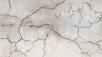 Fototapeta premium A textured surface featuring cracked white and beige patterns, evoking a sense of dryness or aging.