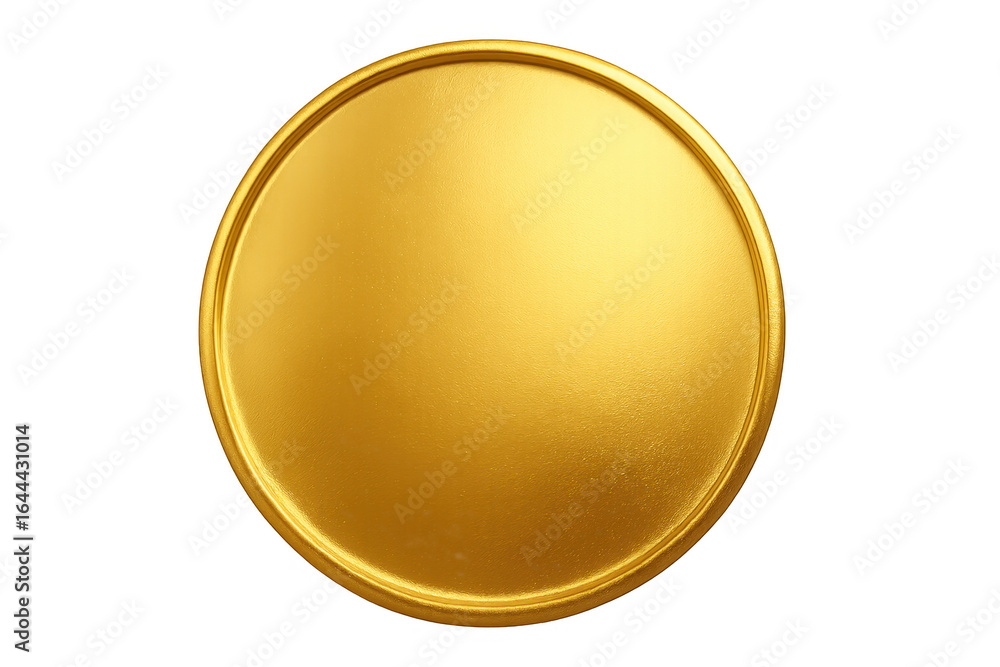Poster shiny gold coin rotating on transparent background