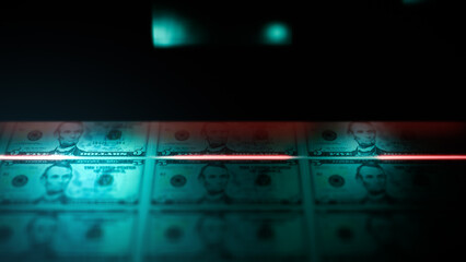 A Printing Press of Five Dollar Bills