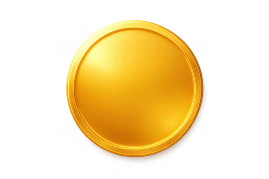 Realistic gold coin on transparent background representing wealth and success