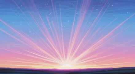 穏やか朝焼け光線 輝く水平線 平和な風景. AI Generated