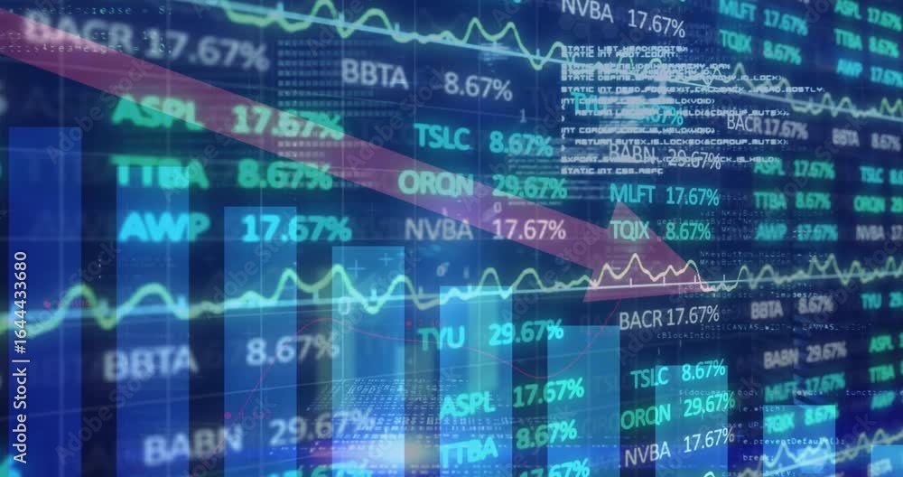 Leinwandbilder on loading financial dashboard refreshing bars line graphs and pointer highlighting stock trends
