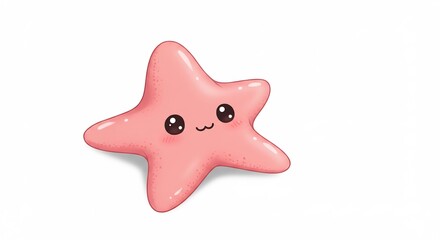 可愛いピンクのヒトデ 柔らかな光で輝く 幸せな笑顔. AI Generated
