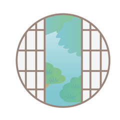 障子　季節　丸窓