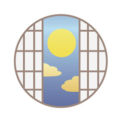 障子　季節　丸窓