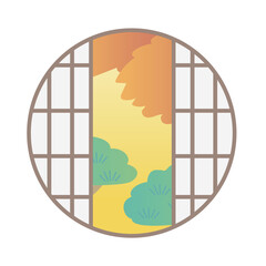 障子　季節　丸窓