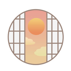 障子　季節　丸窓