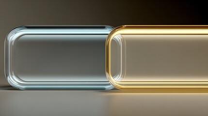 Two rectangular glass-like shapes in light and dark tones.
