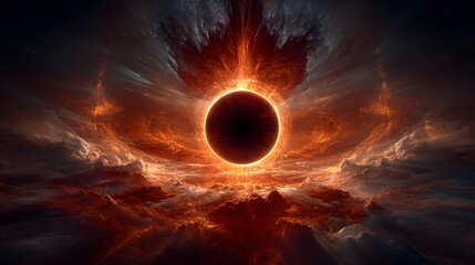 A celestial eclipse, fiery and dramatic.
