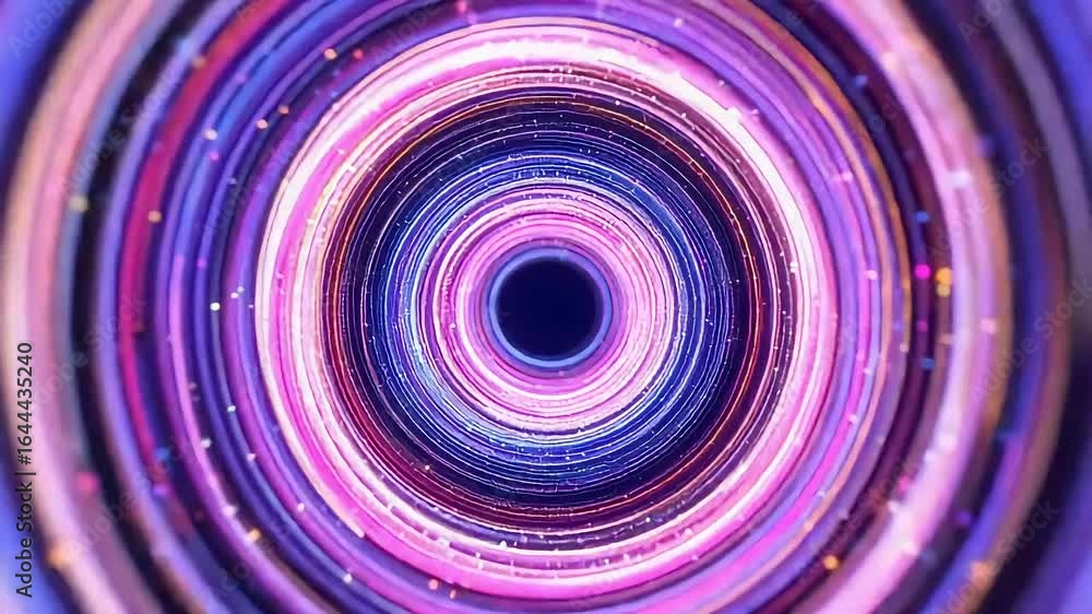 Poster abstract circular tunnel with glowing lines and vibrant colors animation