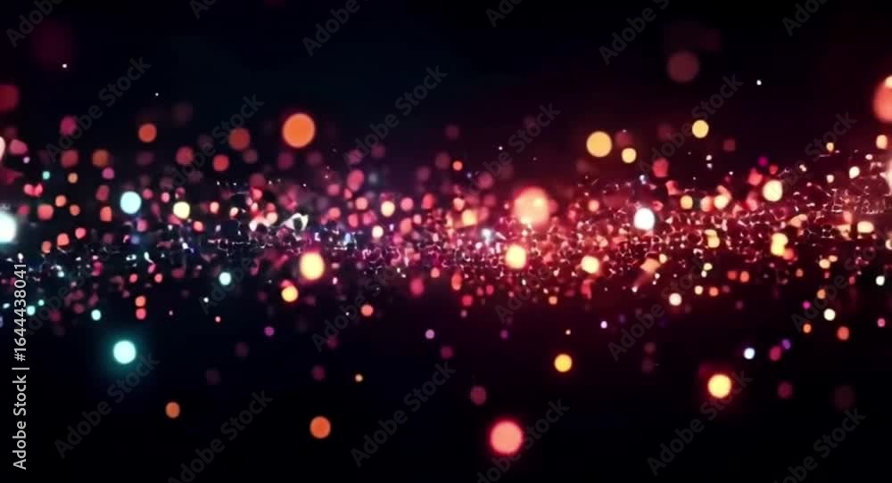 Poster abstract motion background with glowing particles and bokeh effects