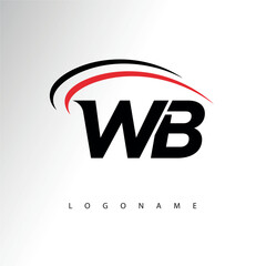 WB Modern Minimalist Letter Monogram Logo - Sleek Stylish Branding & Visual Identity Design