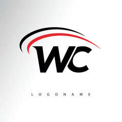 WC Modern Minimalist Letter Monogram Logo - Sleek Stylish Branding & Visual Identity Design