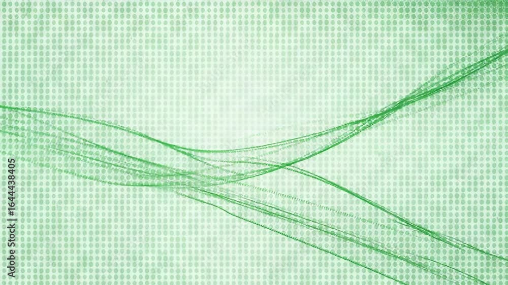 Poster abstract green lines move dynamically over a dotted background animation