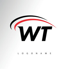 Obraz premium WT Modern Minimalist Letter Monogram Logo - Sleek Stylish Branding & Visual Identity Design