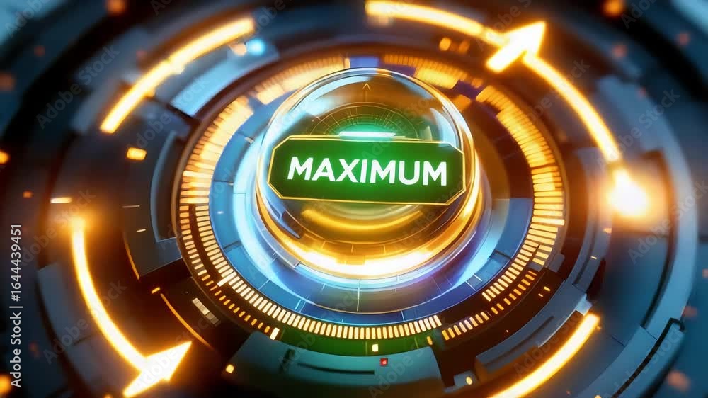 Poster futuristic digital interface design featuring maximum control with vibrant