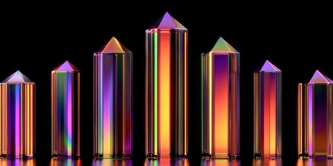 Obraz premium Colorful crystalline structures against a black background
