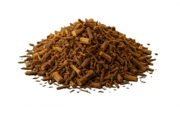 Fototapeta premium Dried valerian root heap displaying natural texture, medicinal herb pattern with neutral backdrop highlighting botanical wellness characteristics