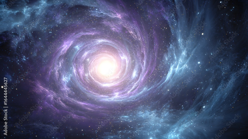 Poster a swirling vortex of nebulae and stardust in deep space.