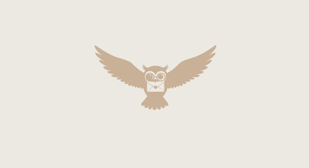 Vintage illustration of owl delivering mail for invitation card and logo design concept