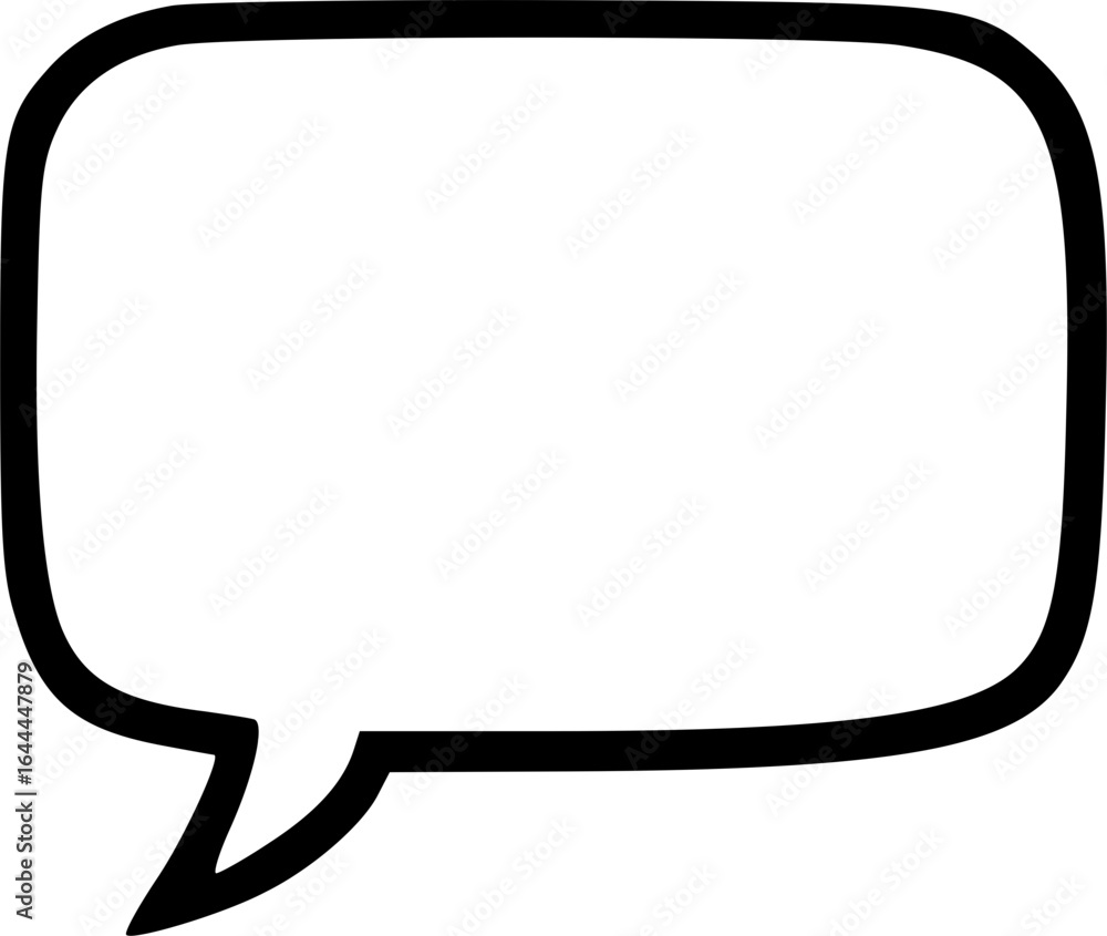 Poster a simple black and white illustration of a speech bubble with rounded corners and a tail pointing to