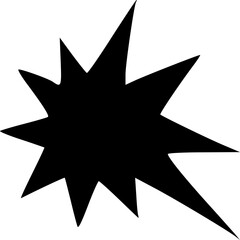 Obraz premium Black starburst shape with sharp, irregular points on a white background, resembling an explosion or burst.