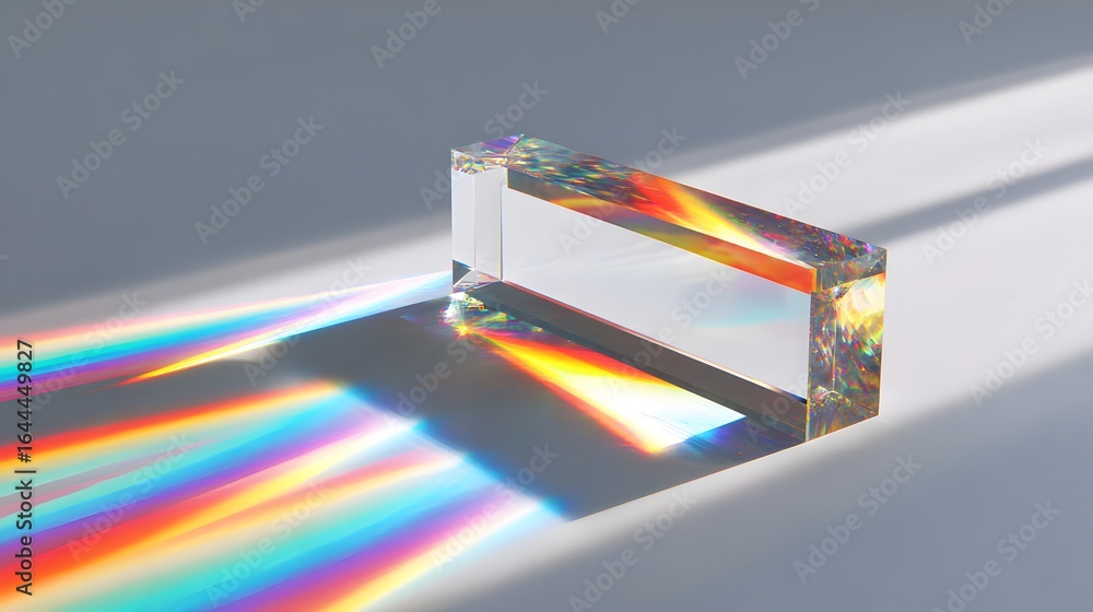Poster prismatic rectangular block reflecting light.