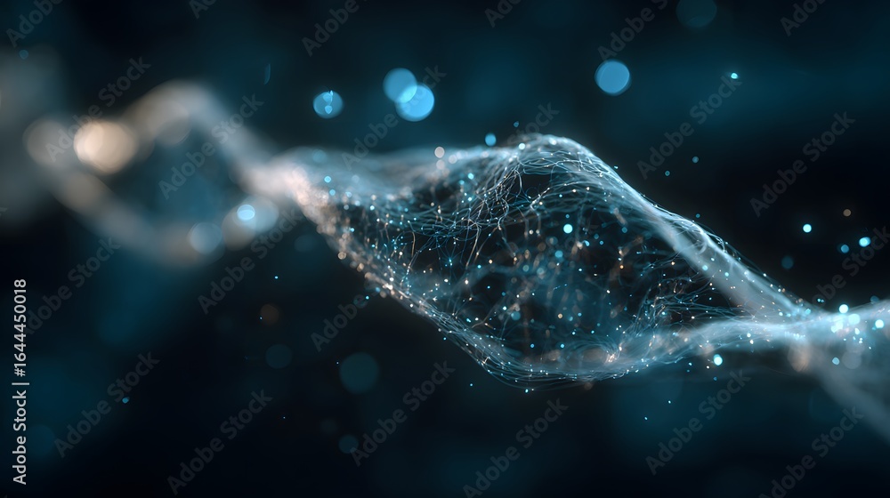 Aufkleber abstract digital particles flowing in a wave.
